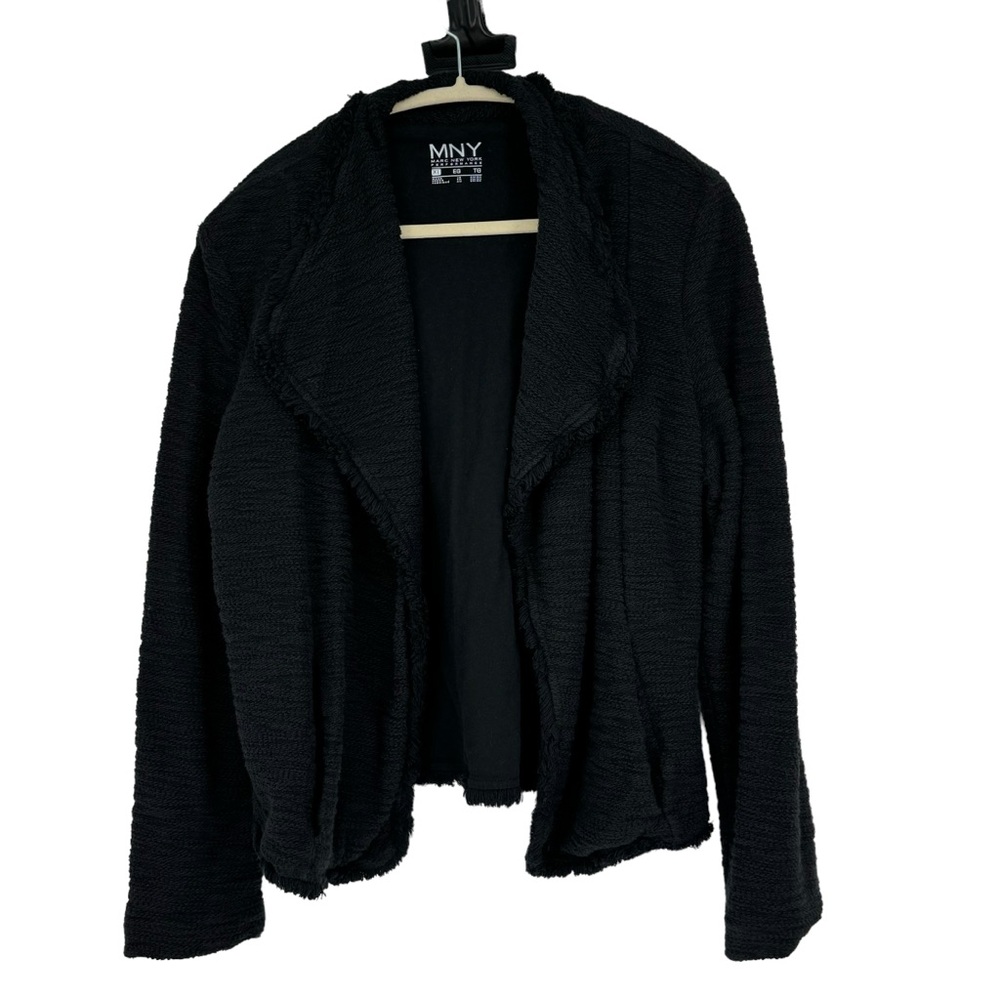 *Marc New York Performance Size XL Black Textured Knit Cotton Open Front Jacket